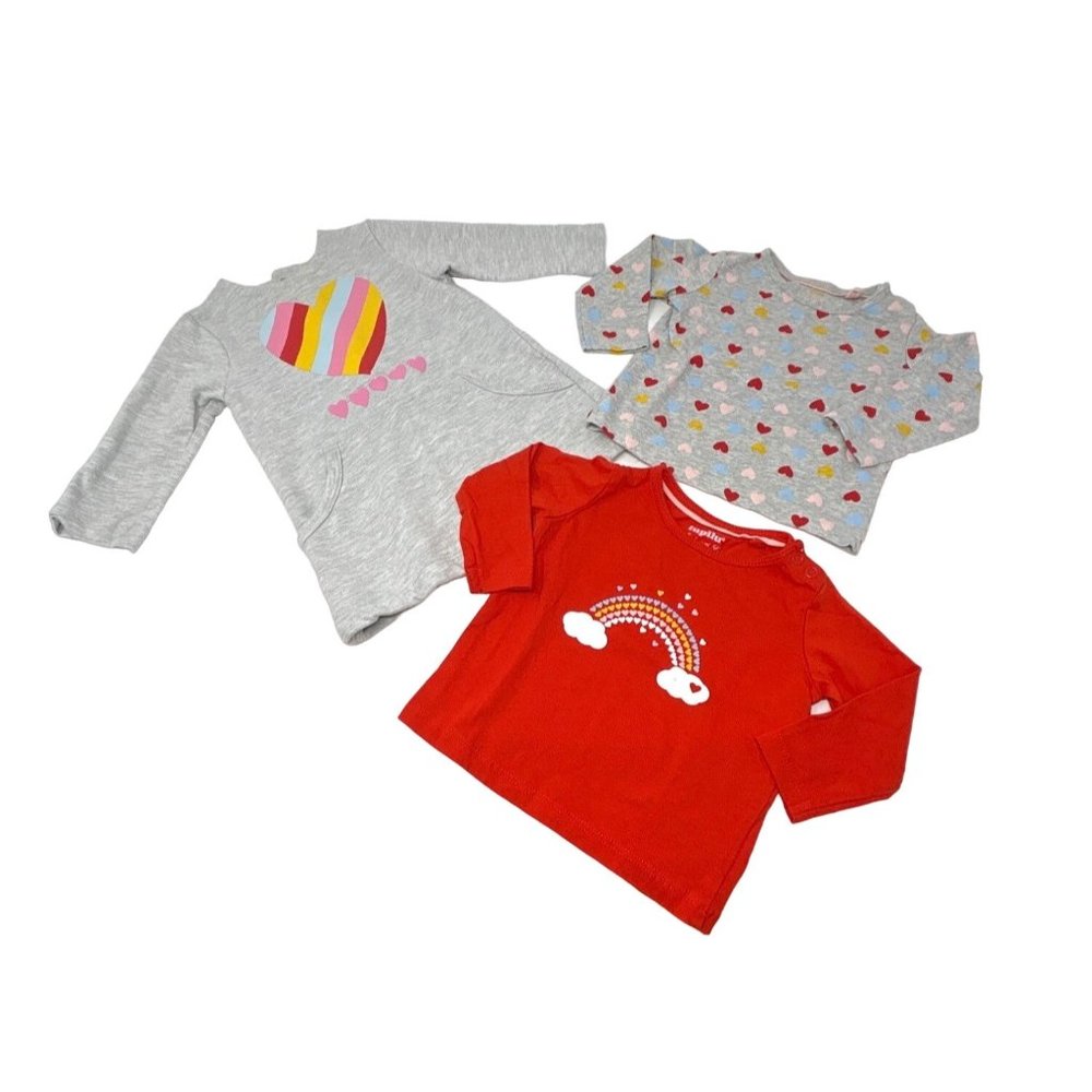 Baby Clothes - 1 Long Sleeve Dress, 2 Long‎ Sleeve Shirts - Size 2-6 Month
